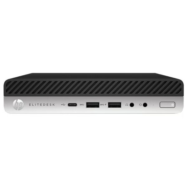 PC Sobremesa HP Elitedesk 800 G3 mini en color negro y plata. Equipado con un procesador Intel Core i5, 8 GB de RAM, un SSD NVMe de 250 GB y un SSD adicional de 256 GB para un rendimiento rápido y un almacenamiento amplio. Funciona con el sistema operativo Windows 10. Un PC de sobremesa elegante y potente de HP, ideal para tareas profesionales y uso empresarial.
