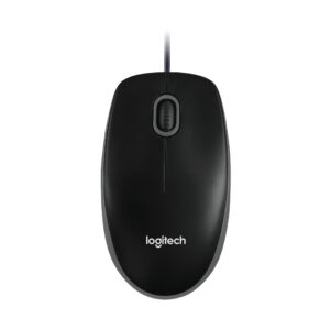Ratón Logitech B100 en color negro. Un ratón con cable simple y confiable, ideal para el uso diario en el trabajo o en el hogar. Diseñado para brindar comodidad y precisión, ofrece un rendimiento óptico suave y una fácil navegación. El ratón Logitech B100 es una elección confiable y accesible para aquellos que buscan un dispositivo de apuntado básico y funcional.