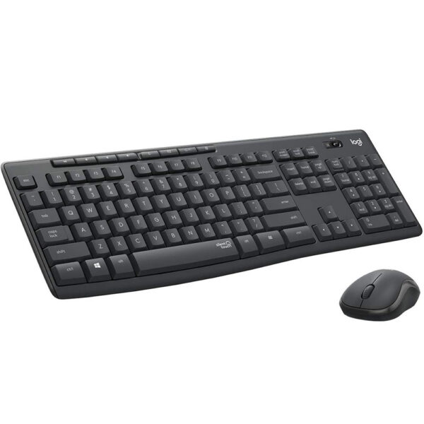 Teclado y ratón inalámbricos Logitech Silent Touch MK295 en color grafito. Un conjunto silencioso que ofrece una experiencia de escritura y navegación sin ruido. El teclado cuenta con teclas de pulsación suave y silenciosa, mientras que el ratón proporciona un desplazamiento suave y silencioso. Perfecto para entornos de trabajo tranquilos y personas que valoran la discreción acústica en su entorno de trabajo.