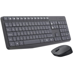 Teclado y ratón inalámbricos Logitech Wireless Combo MK235. Un conjunto versátil y confiable que ofrece una conexión inalámbrica estable y un rendimiento sólido. El teclado cuenta con teclas resistentes a derrames y un diseño compacto, mientras que el ratón proporciona precisión y comodidad. Perfecto para usuarios que buscan un conjunto inalámbrico de calidad para trabajar y navegar con facilidad.