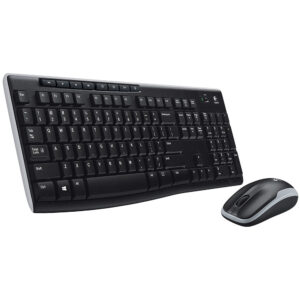 Teclado y ratón inalámbricos Logitech Wireless Combo MK270. Un conjunto confiable y de larga duración que ofrece una conexión inalámbrica sólida y un rendimiento eficiente. El teclado cuenta con teclas de tamaño normal y accesos directos multimedia, mientras que el ratón proporciona precisión y comodidad. Perfecto para usuarios que buscan un conjunto inalámbrico duradero y funcional para su productividad diaria.