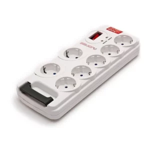 Regleta con interruptor Salicru SAFE 7, 7 Tomas de corriente, Cable 1.8m, Blanca