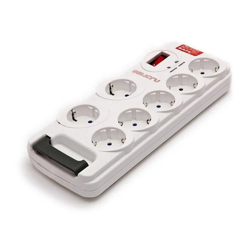 Regleta con interruptor Salicru SAFE 7, 7 Tomas de corriente, Cable 1.8m, Blanca
