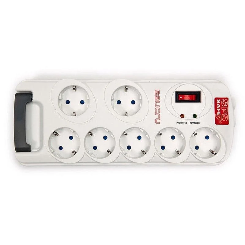 Regleta con interruptor Salicru SAFE 7, 7 Tomas de corriente, Cable 1.8m, Blanca - Imagen 3
