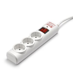Regleta con interruptor Salicru SPS SAFE 3, 3 Tomas de corriente, Cable 1.5m, Blanca