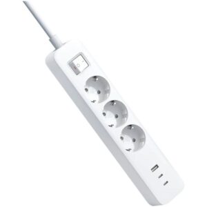 Regleta con Interruptor Xiaomi 20W Power Strip, 3 Tomas de Corriente, 1 USB, 2 USB Tipo-C, Cable 1.4m, Blanca